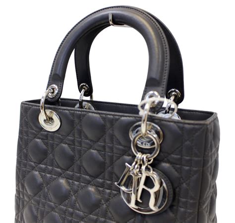 Dior Black Lambskin Cannage Vintage Medium Lady Dior Bag 2006